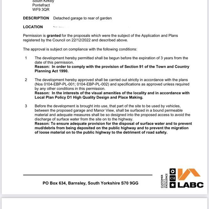 Barnsley - planning application granted