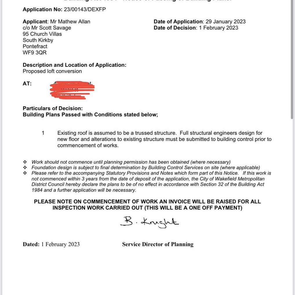 loft conversion pontefract - planning permission granted