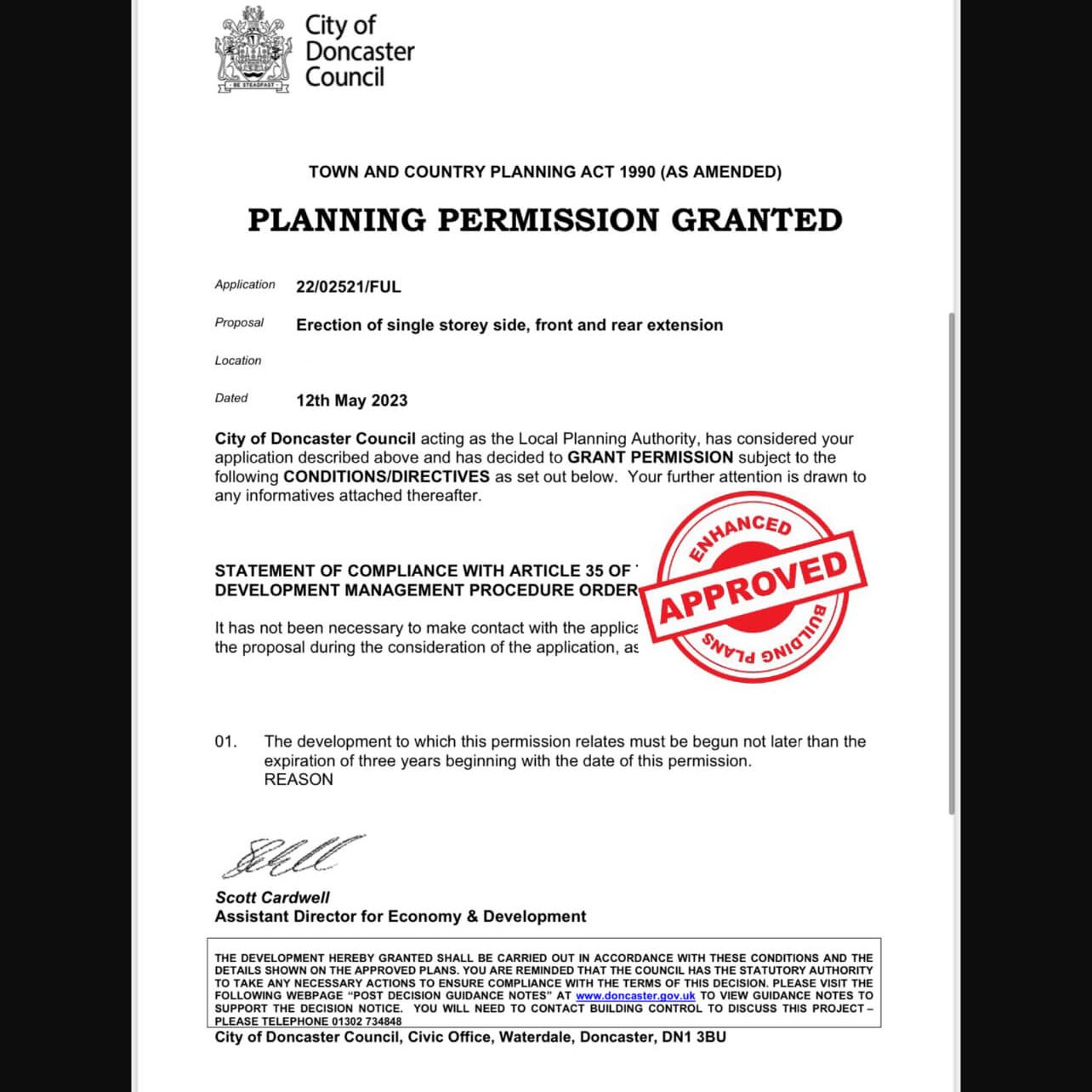 Planning permission approved doncaster